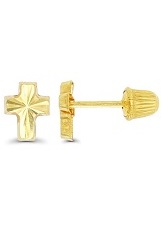 gorgeous gold polished stud infant cross earrings